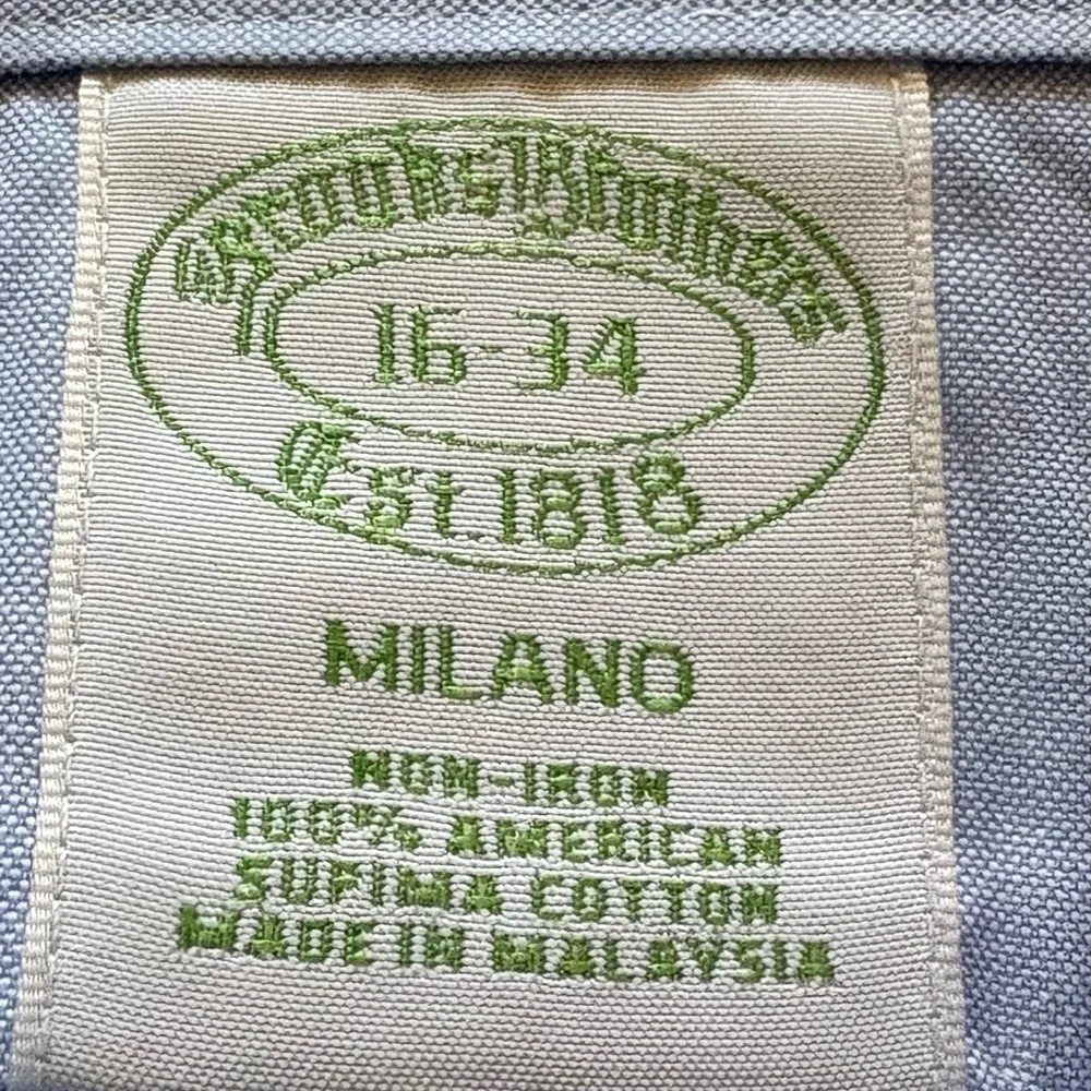 Brooks Brother “Milano” LS Dress Shirt, Blue, Size 16-34, EUC - Picture 3 of 3